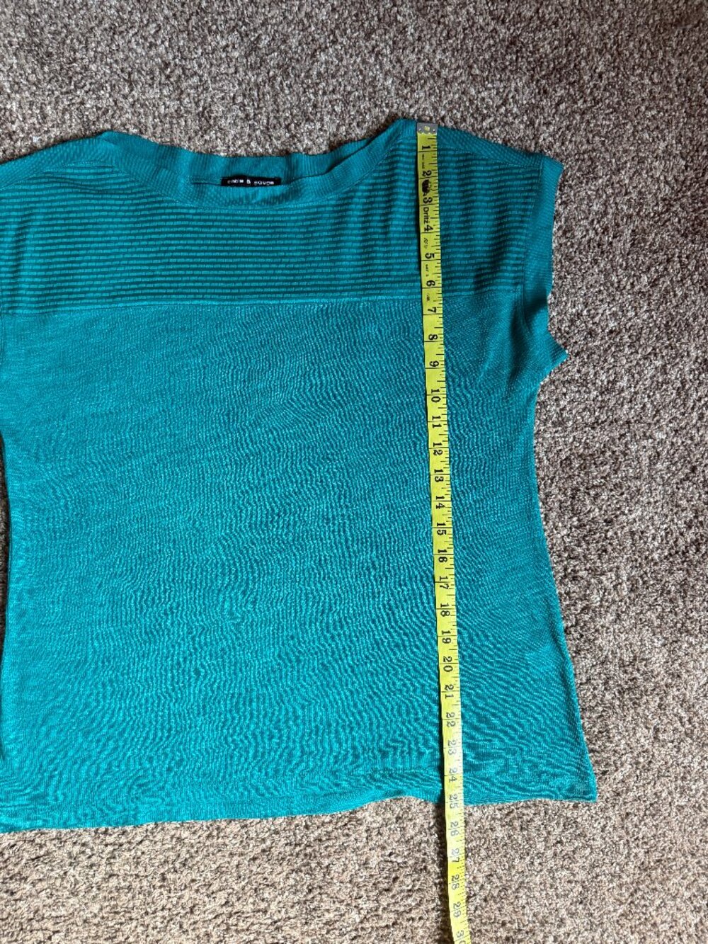 Cable & Gauge Teal Linen Blend Textured Yoke Top – Size M - Picture 5 of 9